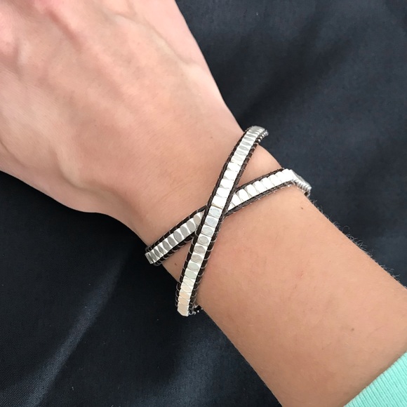 Stella & Dot Nugget Silver Wrap Bracelet - Picture 1 of 2